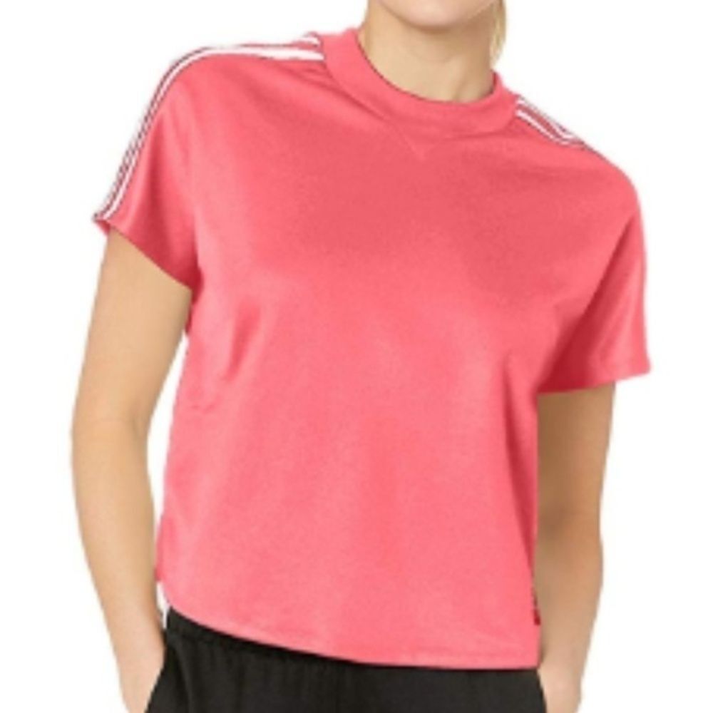 Adidas Women's Vintage‎ Style Cropped Shirt 3 Stripes Size XL Prism Pink $59